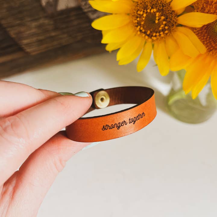 Left Grain - Wholesale Cuff Bracelet - Leather Cuff Bracelet - Stronger Together