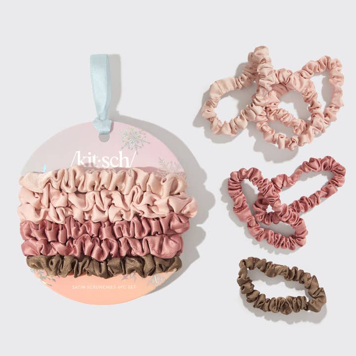 KITSCH - Wholesale Scrunchie - Women's - Holiday Ultra Petite Scrunchies 6 pc Set - Terracotta