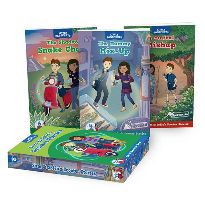 Sam & Sofia's Scooter Stories Boxed Set 2, Books 4-6 for wholesale by Little Passports Inc