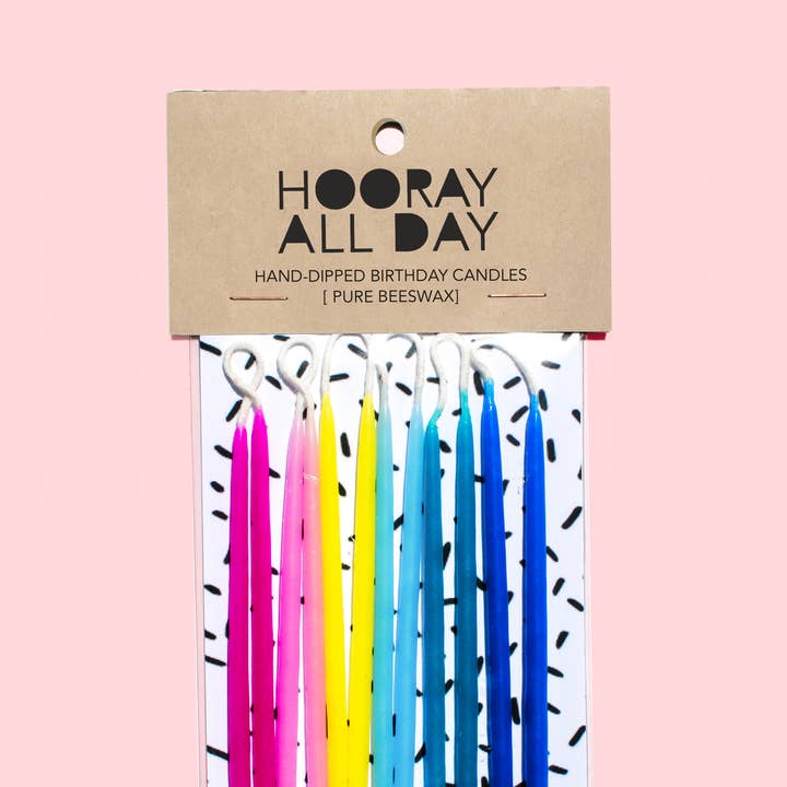 100% Beeswax Hand-Dipped Birthday Candles - Rainbow for wholesale by Hooray All Day