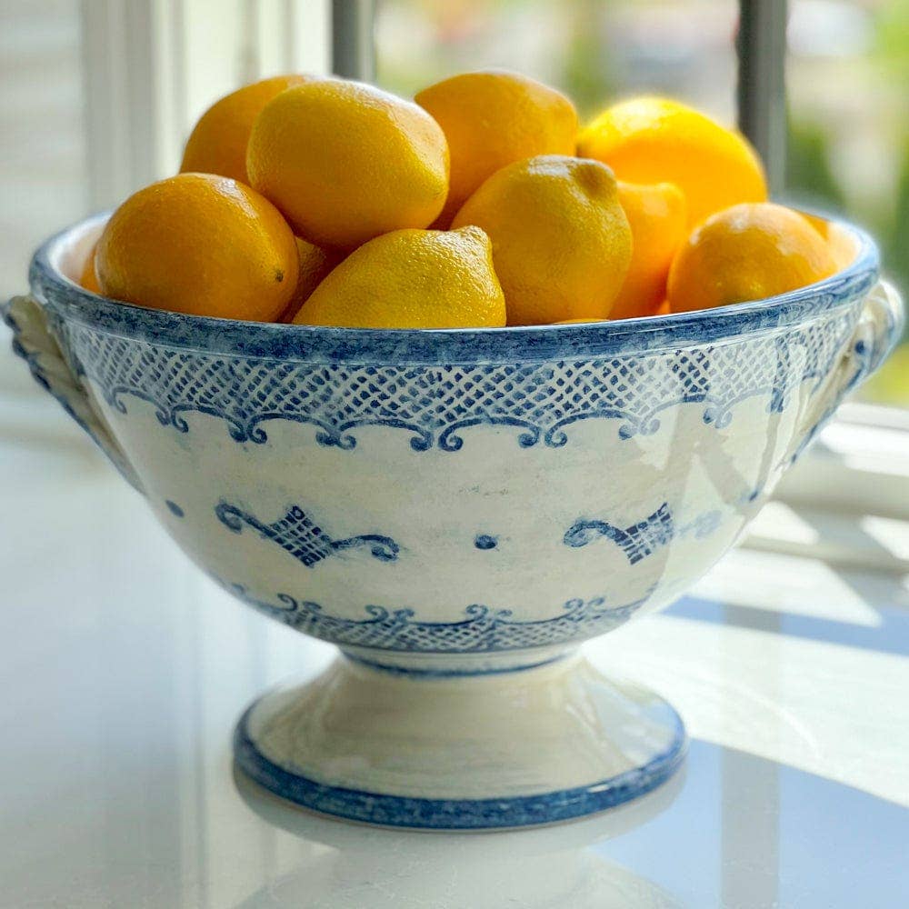 Arte Italica & Crown Linen Designs - Wholesale Bowl - Burano Footed Bowl with Handles1