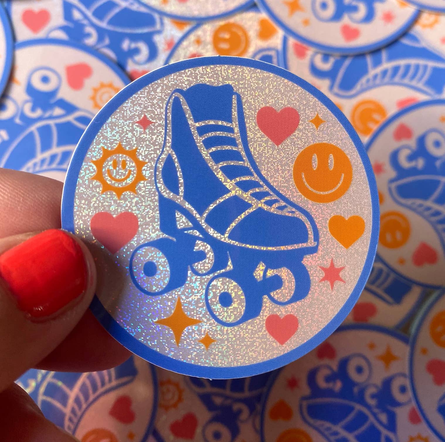 Create & Skate Factory - Wholesale Sticker - Smile Roller Skate Pixie Dust Vinyl Waterproof Sticker