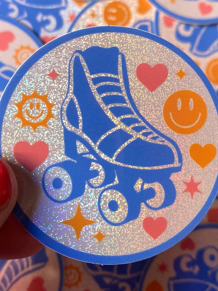 Adesivo impermeabile in vinile Smile Roller Skate Pixie Dust per la vendita all'ingrosso da parte di Create & Skate Factory