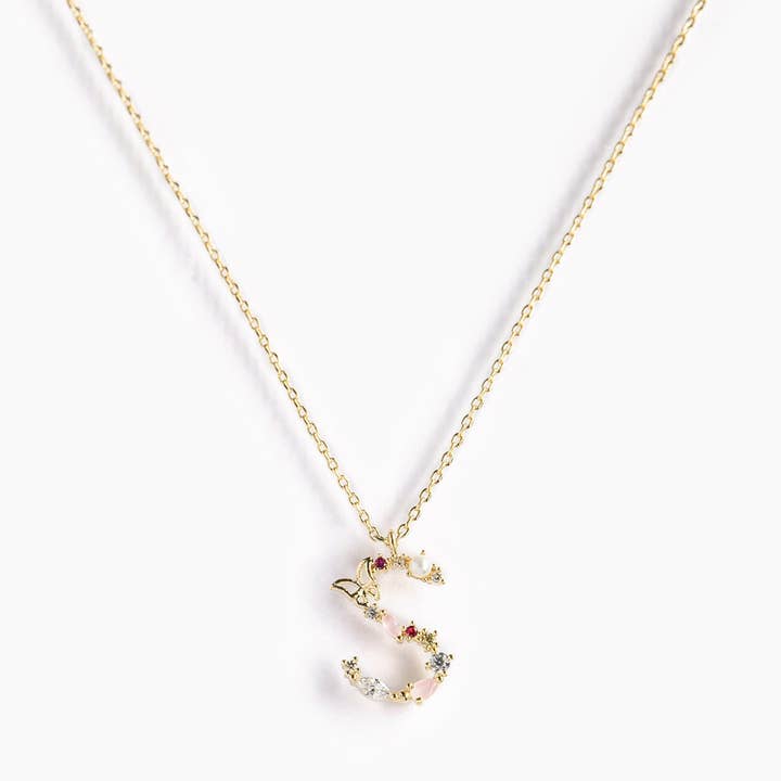 Girls Crew – wholesale Pendant/charm necklace – Flutterfly Stone Initial Necklace8