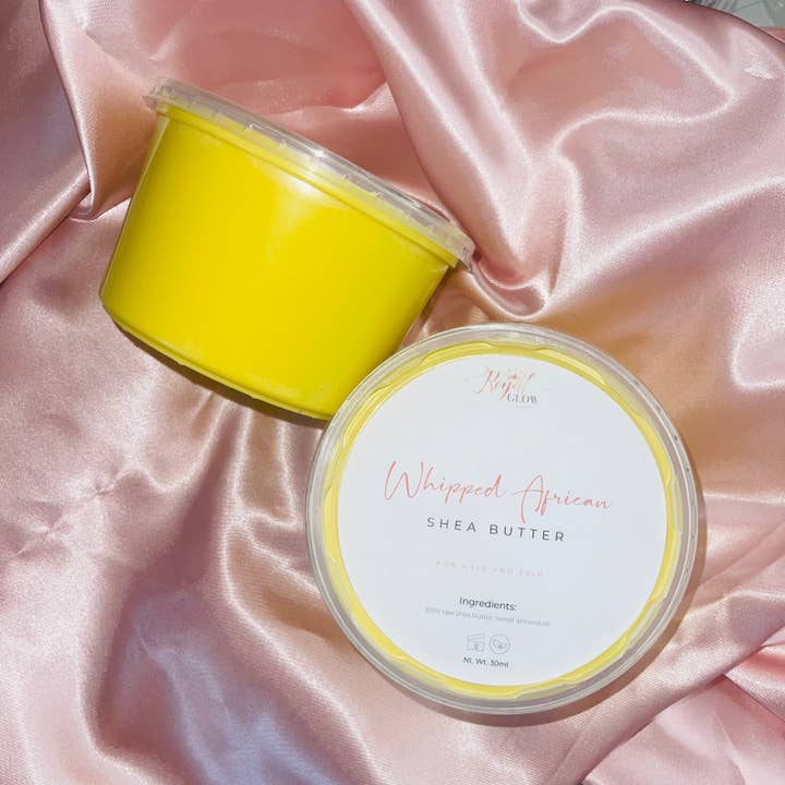 Beurre de karité africain fouetté jaune parfumé/non parfumé pour la vente par Royal Glow Collection