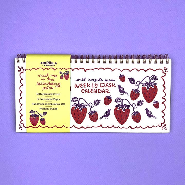 Strawberry Patch Weekly Calendar Pad for wholesale by Wild Arugula Press