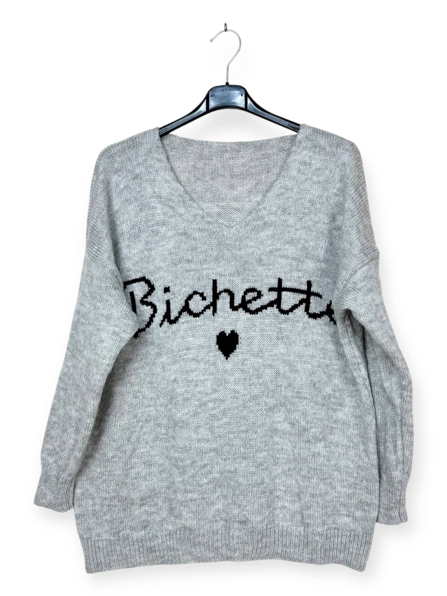 Lucky Nana - Wholesale Knit Sweater - Women's - AH 1066 - Sweater with "Bichette" Inscription2