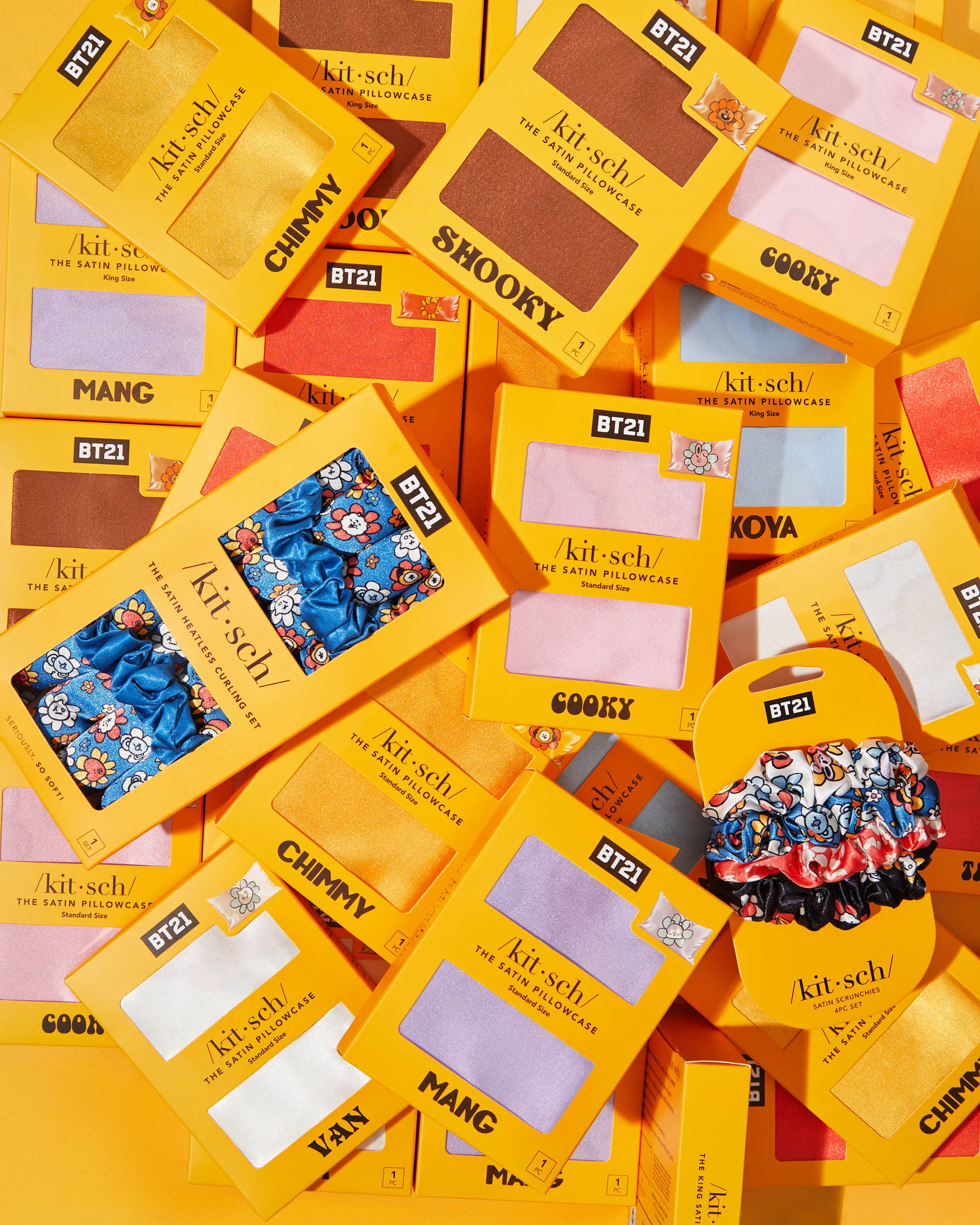 KITSCH - Wholesale Scrunchie - Women's - BT21 x Kitsch  Satin Sleep Scrunchies 4pc Set3