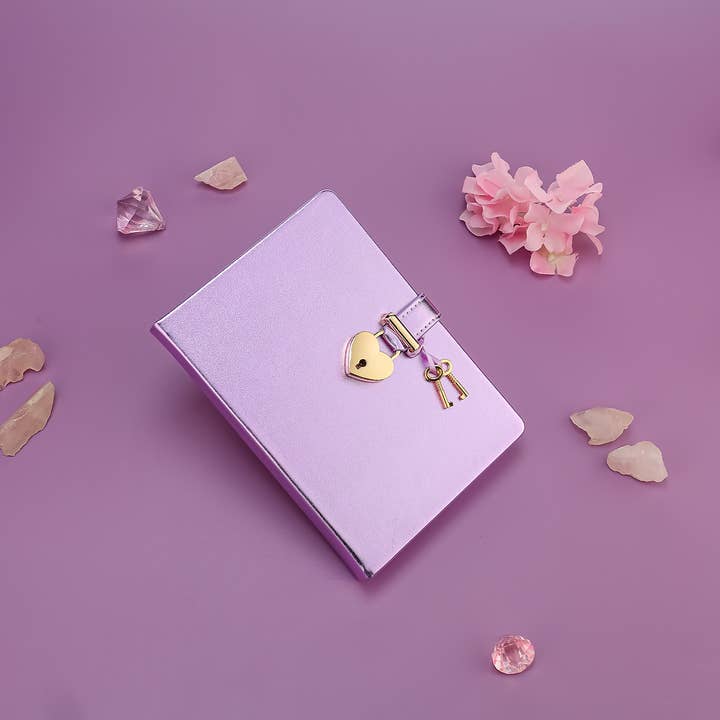 Victoria's Journals - Wholesale Journal/Diary - Kids - Metallic Purple Lock & Key Diary for Girls – 320 Pages2