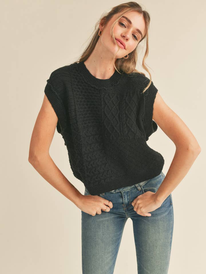 &MERCI – wholesale Tröjväst – Dam – MÖNSTRAD KABELSTICKAD VÄST MSW102231