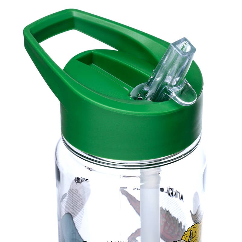 Puckator Ltd - Wholesale Water Bottle - Plastic 550ml Water Bottle with Flip Straw - Dinosauria1