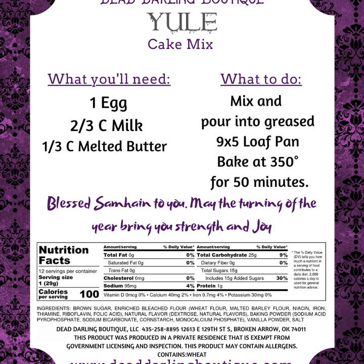 Dead Darling Boutique - Wholesale Cake Mix - Yule Cake Mix1