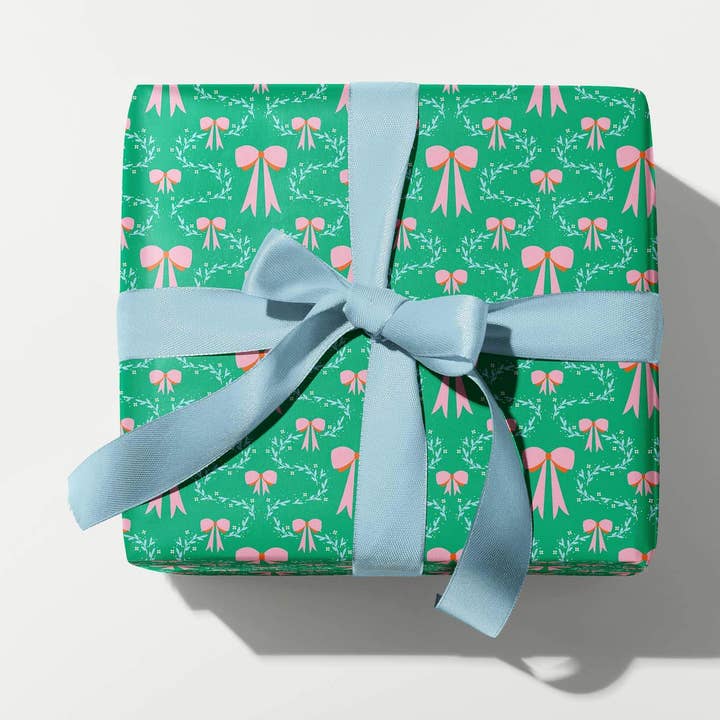 My Darlin' - Vente Feuille de papier cadeau - Feuilles ou rouleau d'emballage cadeau Coquette Christmas (vert) • Motif Holly and Bows0