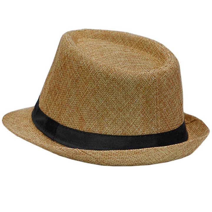 Cap Zone - Wholesale Fedora - Unisex - Open Weave Light Weight Flax Fabric Fedora