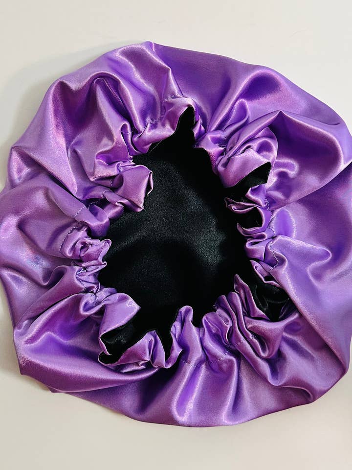 Best Seller - Satin Hat - Double Sided - Black-Lila for wholesale by KaysolCouture®