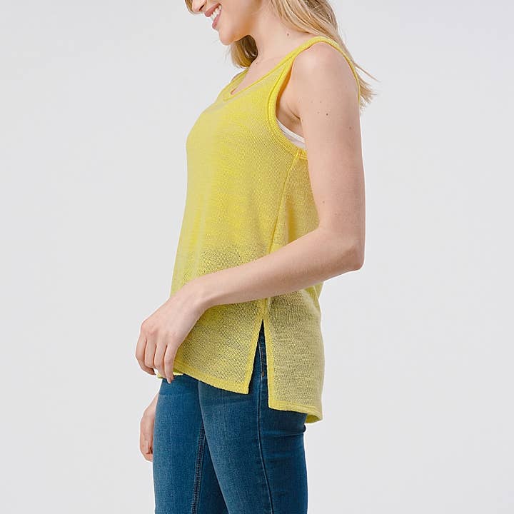 Heimious - Vendita all'ingrosso Canotta - Donna - Canotta Slub Texture con spacchi laterali, T46716