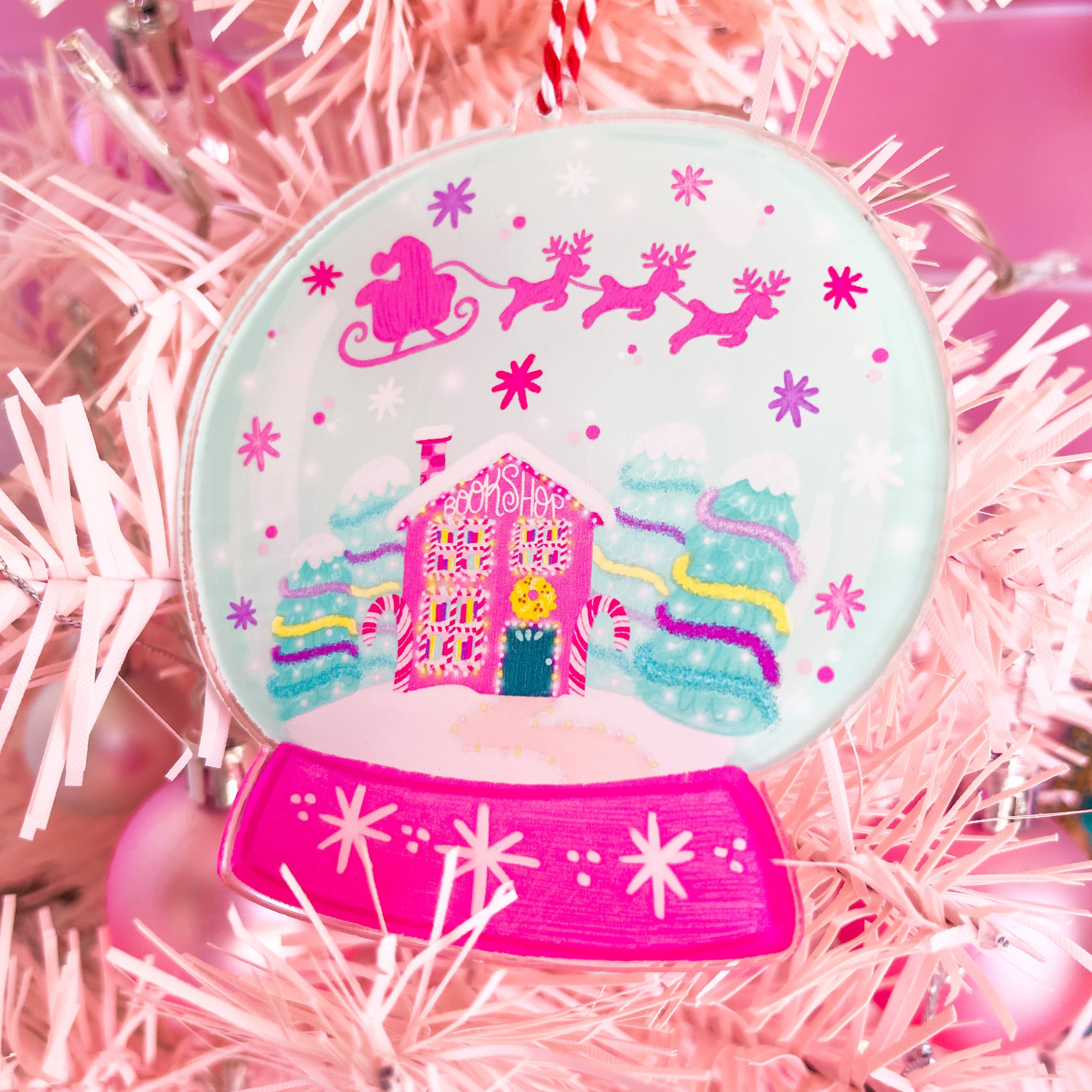 Emily Cromwell Designs - Wholesale Ornament - Christmas Bookshop Snow Globe Ornament2
