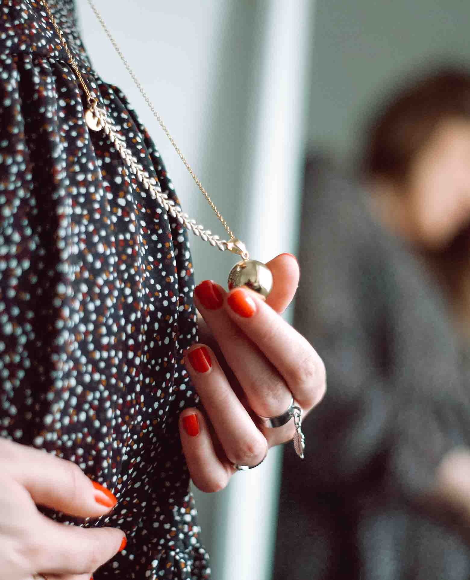 Atelier Aismée - Vente Colliers à pendentif - Bola de grossesse Nuée d'Épi blanc1