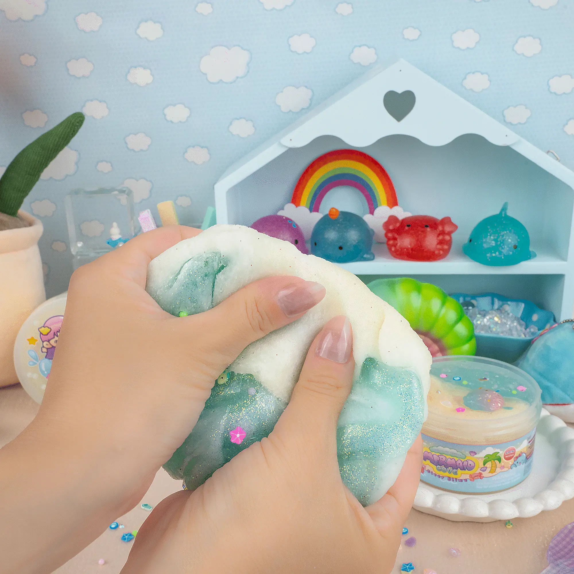 Kawaii Slime Company - Wholesale Putty/Slime - Kids - Mermaid Cove Clear Signature Dome™ Slime (4pcs/case)1