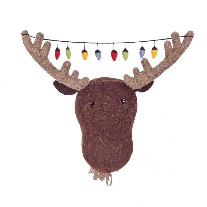 Fiona Walker England - Wholesale Wall Decor - Kids & Baby - Mini Moose Head with Felt Christmas Lights1