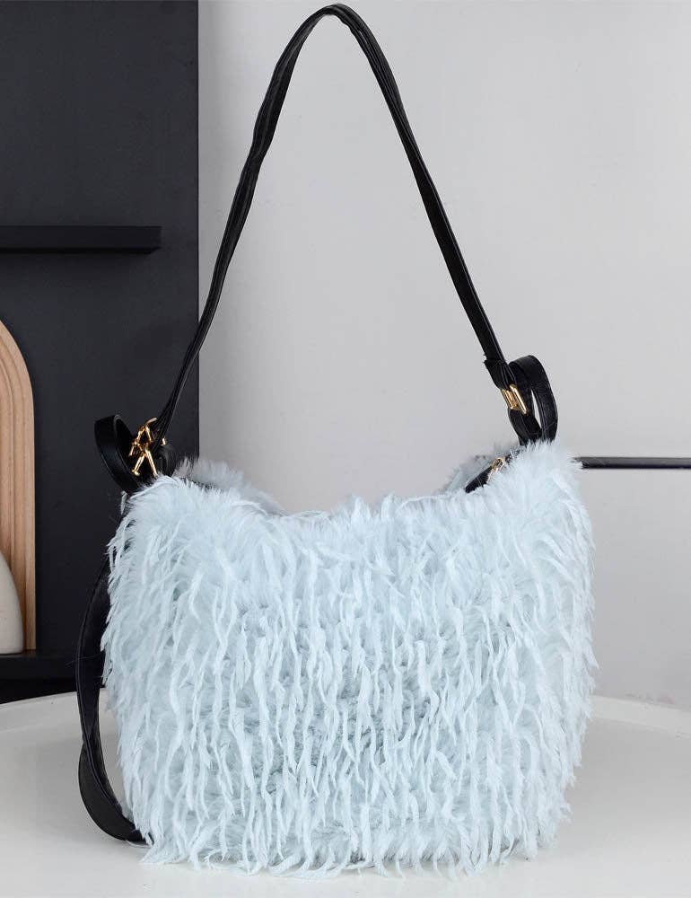 Sweetkama - Wholesale Shoulder Bag - Women's - Ladies Faux Mongolian Fur Tote Two Shoulder Bag SKAB40940