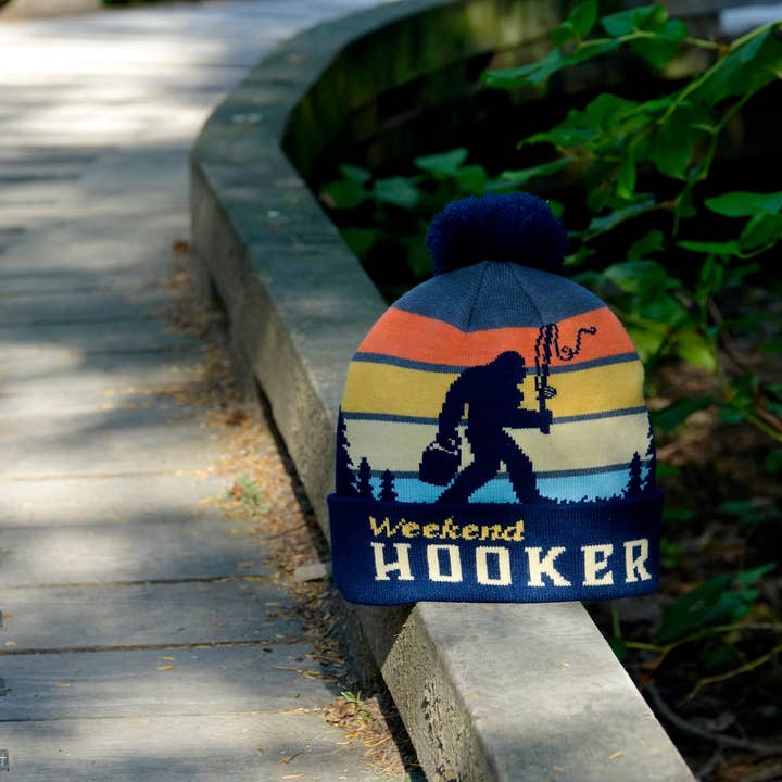 Northern Icons Creations INC - Wholesale Retailer Sample - Unisex Apparel - Weekend Hooker Knit Beanie with Pom Pom, Funny Fishing Winter Hat for Outdoorsmen5