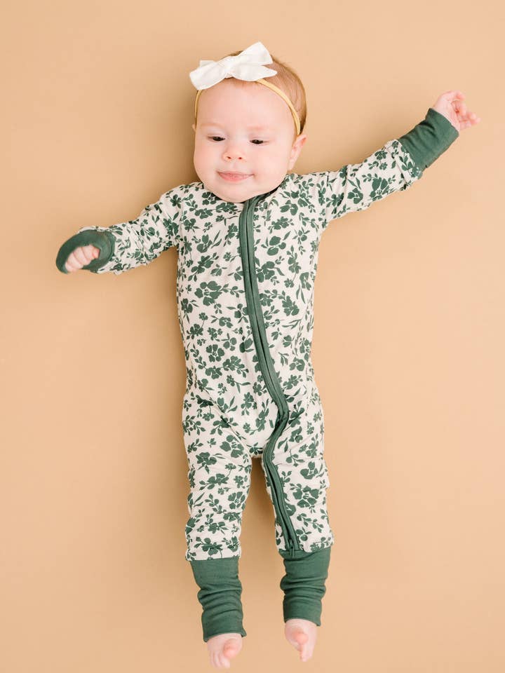Little One Shop - Wholesale Sleepsuit - Baby - Earthy Floral Bamboo Sleeper