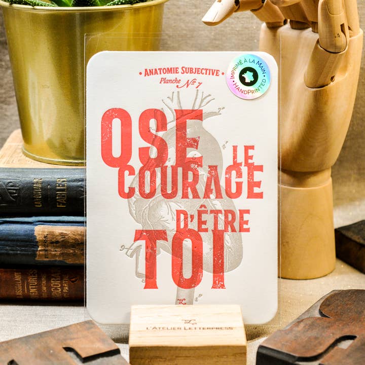Letterpress Card Dare the Courage to be You (heart) for wholesale by L'Atelier Letterpress