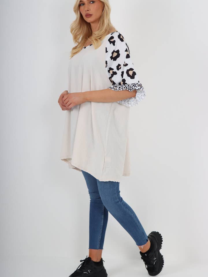 Miss Bold – wholesale Tunic – Women’s – Italian Animal Printed Sleeve Tunic Top1