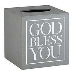 Faithworks by Creative Brands - Wholesale Tissue Box - Square Tissue Box Cover - Grey with White Text2