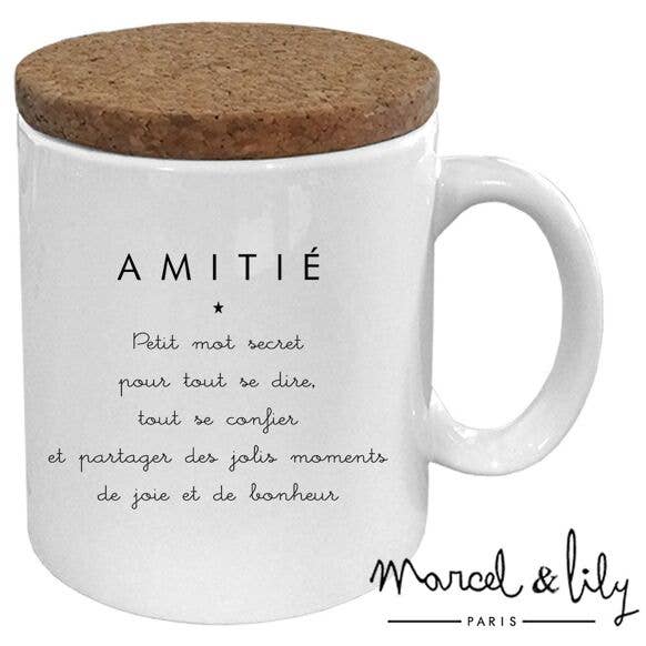 Marcel & Lily - Wholesale Coffee Mug - "Friendship" mug with cork lid