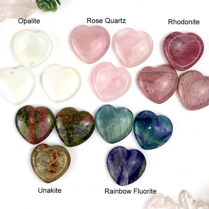 Rock Paradise - Wholesale Spiritual Stone/Crystal - Crystal Gemstone Heart Shaped Thumb Worry Stone - Valentine7