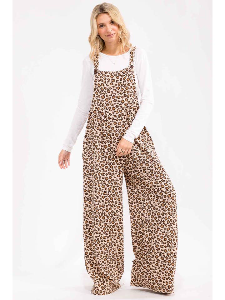 As Shown Leopard Print Wide Leg Overall Jumpsuit J6106 for wholesale on Faire4