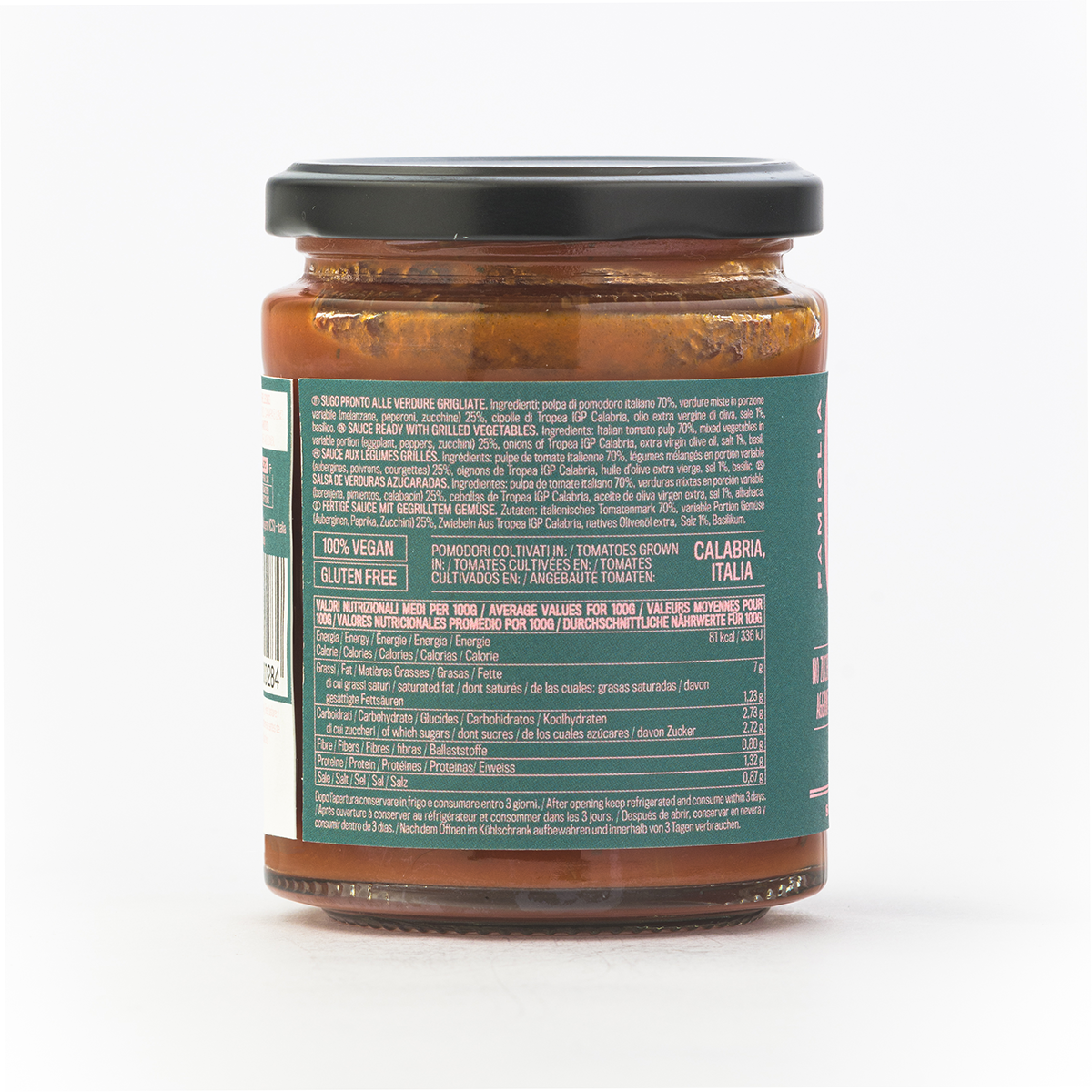 Famiglia Crispino - Wholesale Pasta Sauce - GRILLED VEGETABLE SAUCE - 270g - NO ADDED SUGAR - 100% ITALIAN - VEGAN1