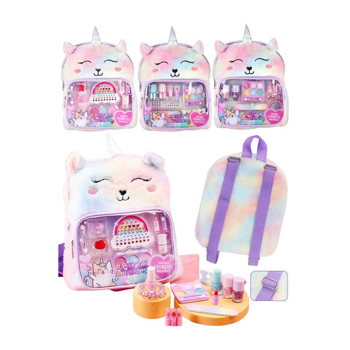 Cap Zone - Wholesale Kids Makeup - Kids - Unicorn Kitty Blam Beauty Makeup Kit Backpack