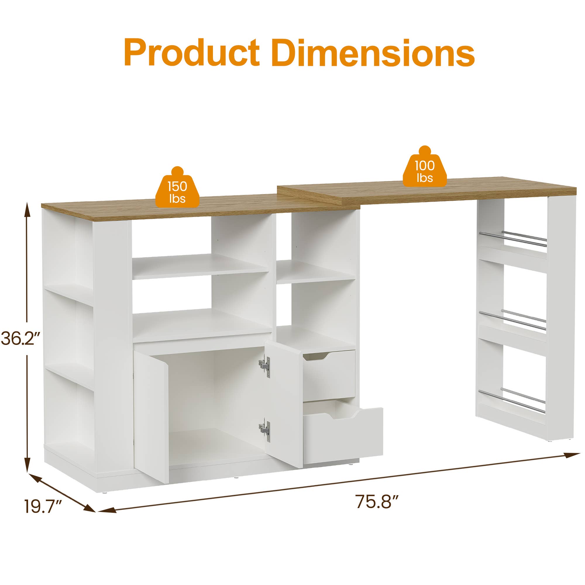 Heynemo - Wholesale Kitchen Storage/Organizer - Kitchen Island with Storage, Extendable & Rotatable Kitchen 5