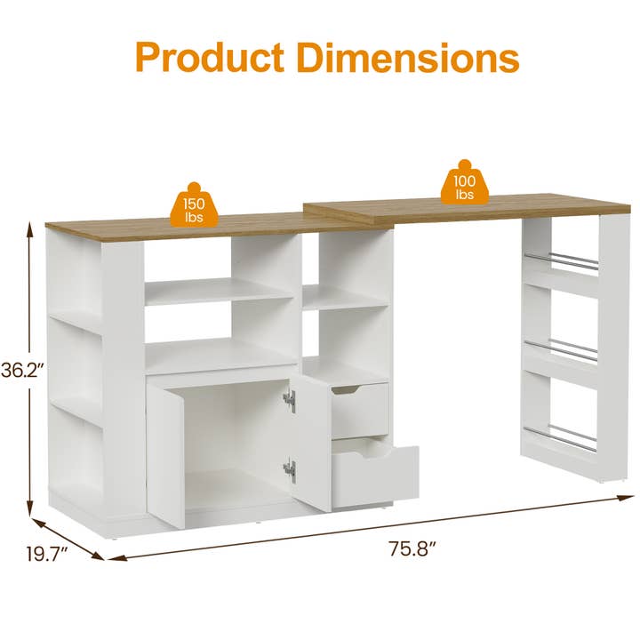 Heynemo - Wholesale Kitchen Storage/Organizer - Kitchen Island with Storage, Extendable & Rotatable Kitchen 5