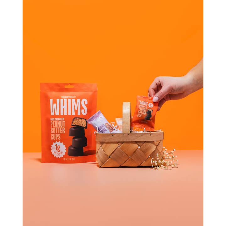 Whims Delights Inc. - Wholesale Chocolate Covered Sweets - Dark Chocolate Peanut Butter Cups - Pouch1