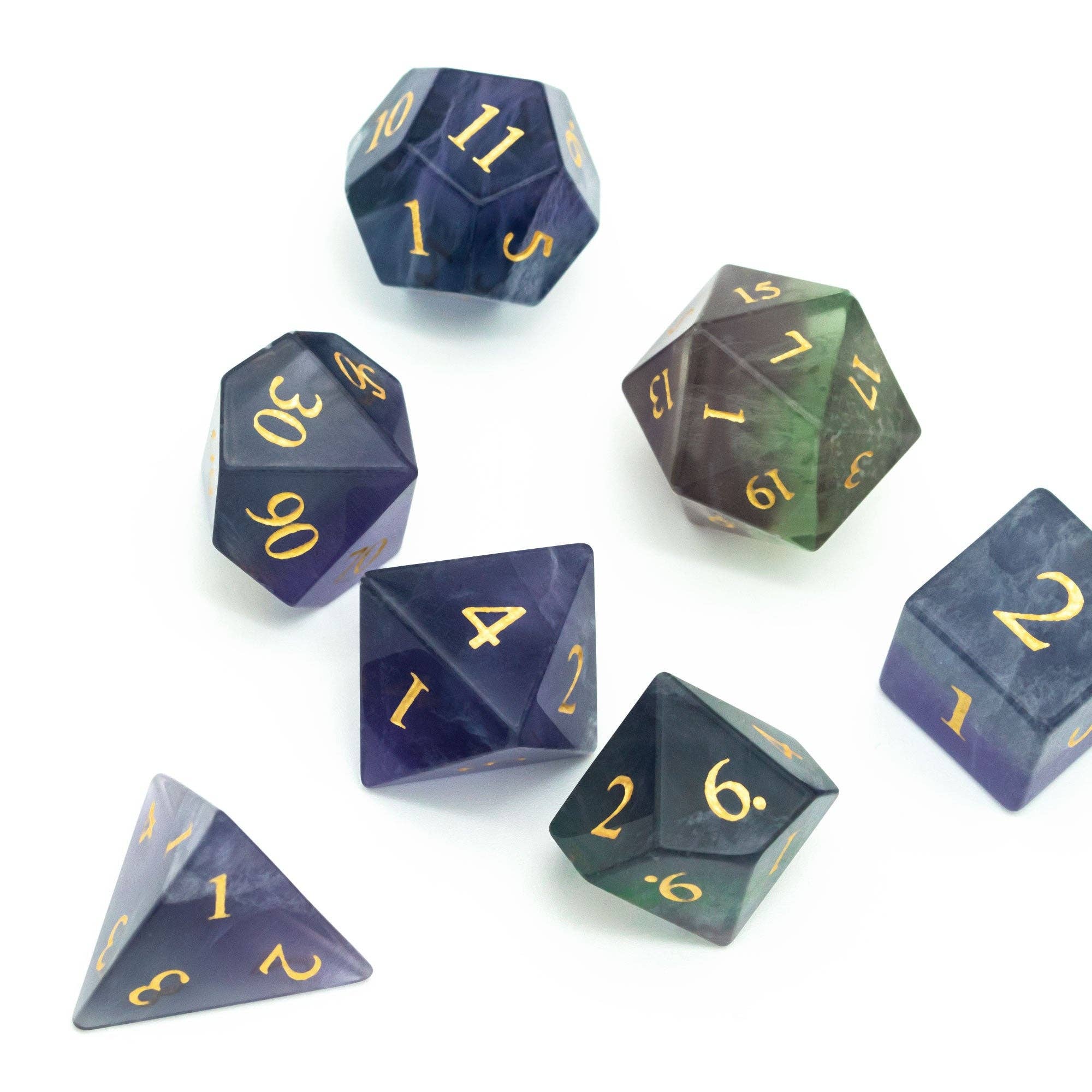 Geek Therapeutics - Wholesale Dice - Natural Fluorite Gemstone Dice Set4