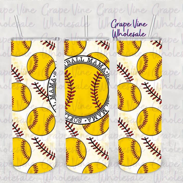 Softball Mama 20oz Tumbler for wholesale by GrapeVineWholesale
