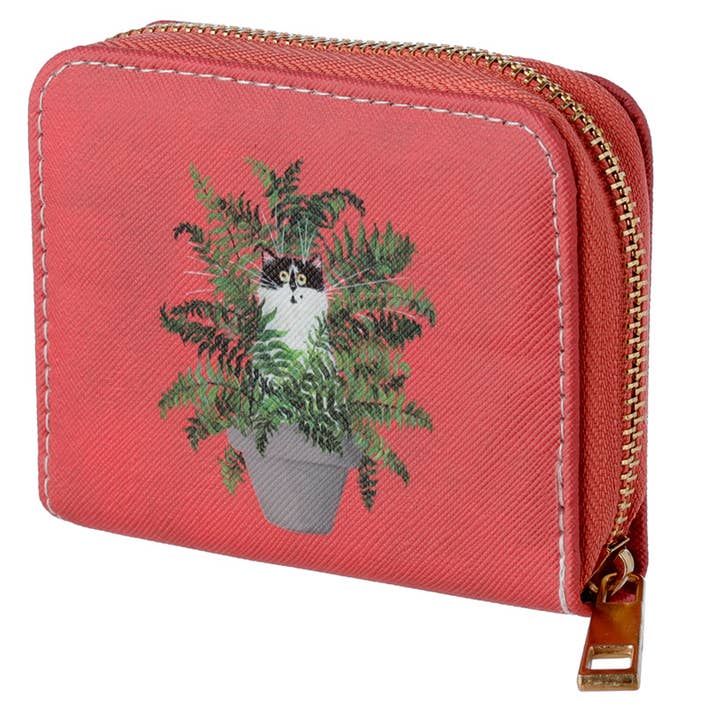 Puckator EU - Venta al por mayor Cartera - Unisex - Kim Haskins Cats in Plant Maceta monedero pequeño con cremallera
