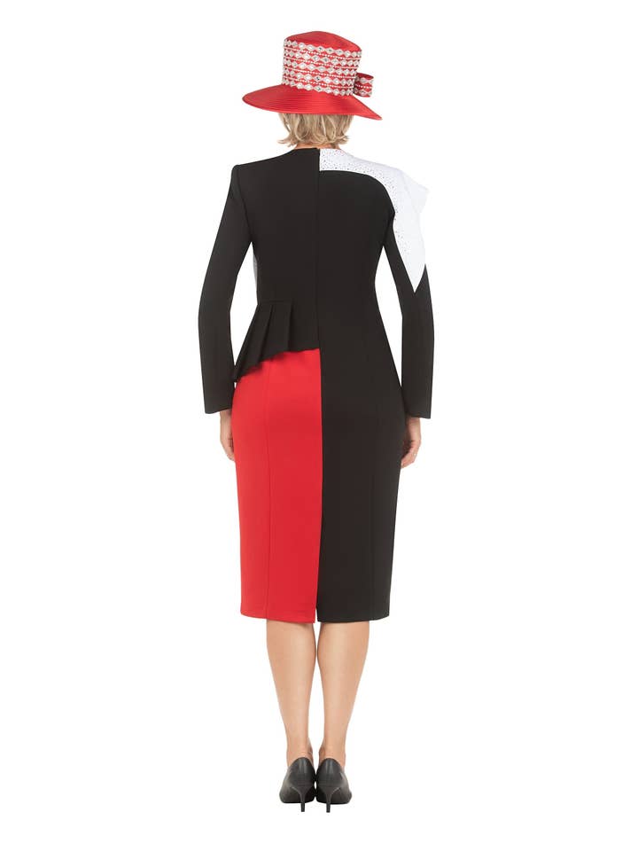BLACK RED WHITE 1pc Scuba ColorBlock Novelty Dress for wholesale on Faire