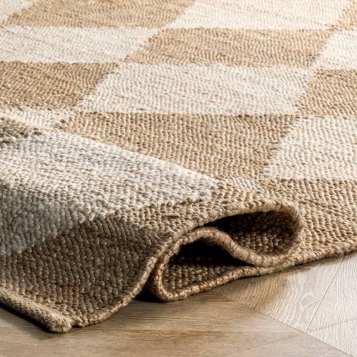 Natural Louie Diamond Checkerboard Jute Area Rug for wholesale on Faire