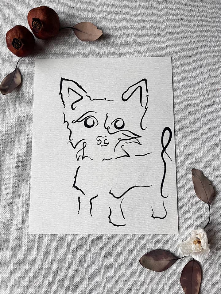 Custom Pet Portrait - Line Drawing for wholesale by Art by EmmaMay Beers