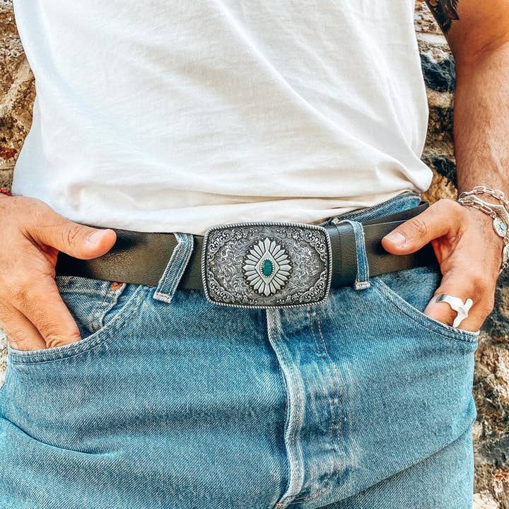 Christina Christi - Vente Ceinture – homme - Ceinture à boucle ethnique pour hommes, ceinture faite à la main, ceinture en cuir, pour hommes 6