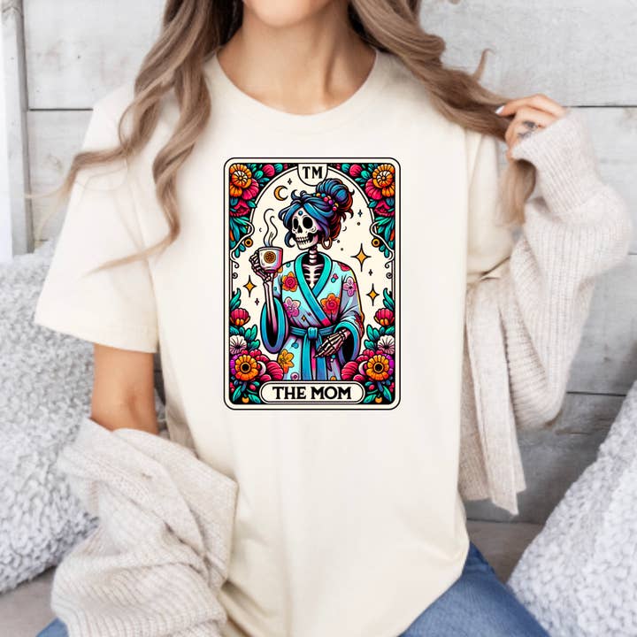 The Mom Tarot Card Tee, Funny Sarcastic Motherhood Witchy for wholesale by The Tiny Closet