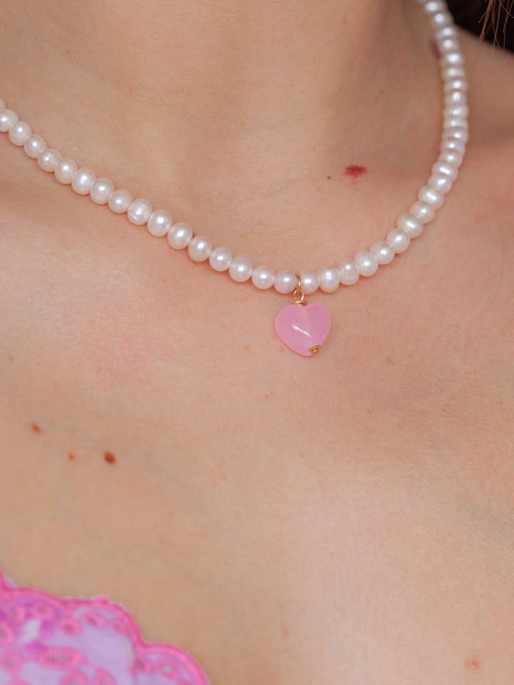 Pearly Love Heart Necklace for wholesale by Picnic Blanket