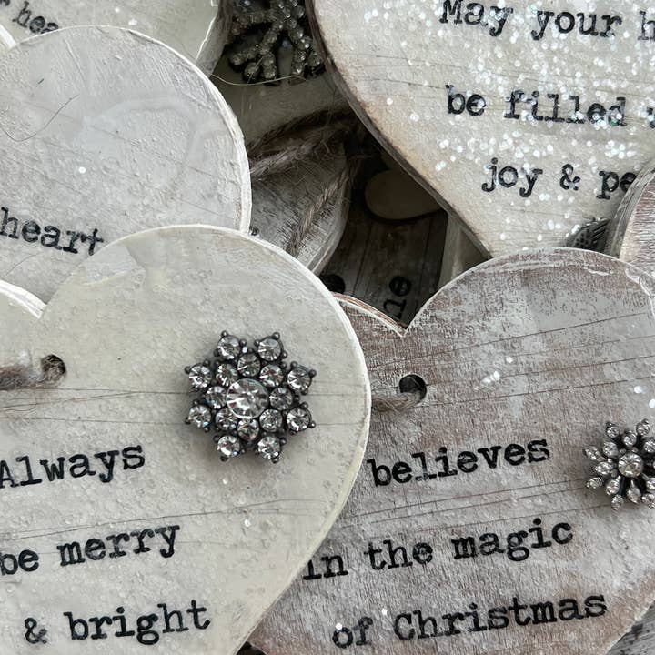 UnfiniSHEd - Vente Objets de décoration - Décoration en bois Believe en forme de cœur, décoration de Noël (C)4