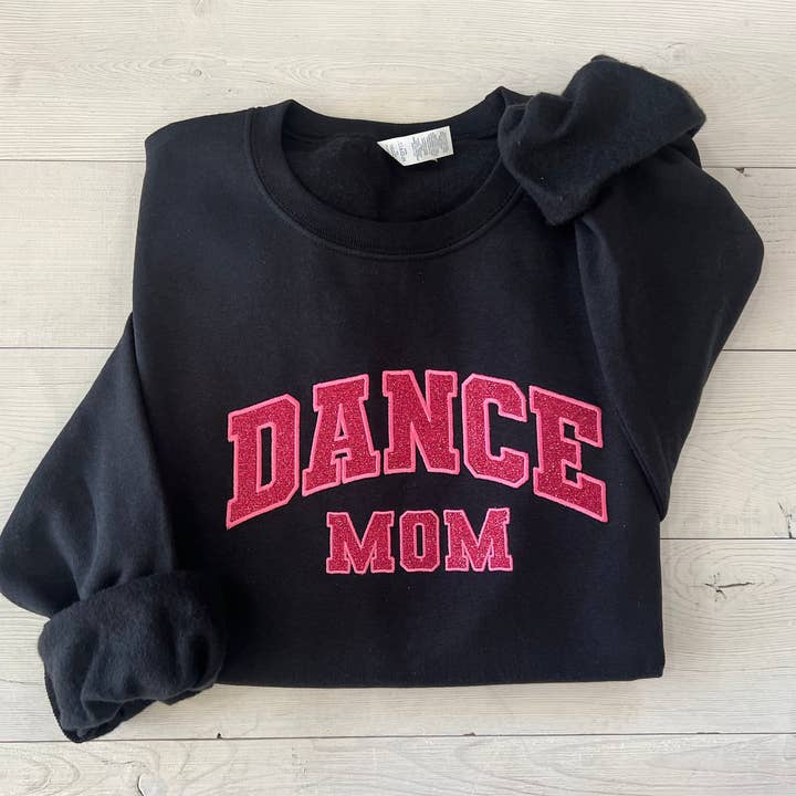 Up2ournecksinfabric - Wholesale Sweatshirt - Women's - Glitter Applique Embroidered Dance Mom Sweatshirt0