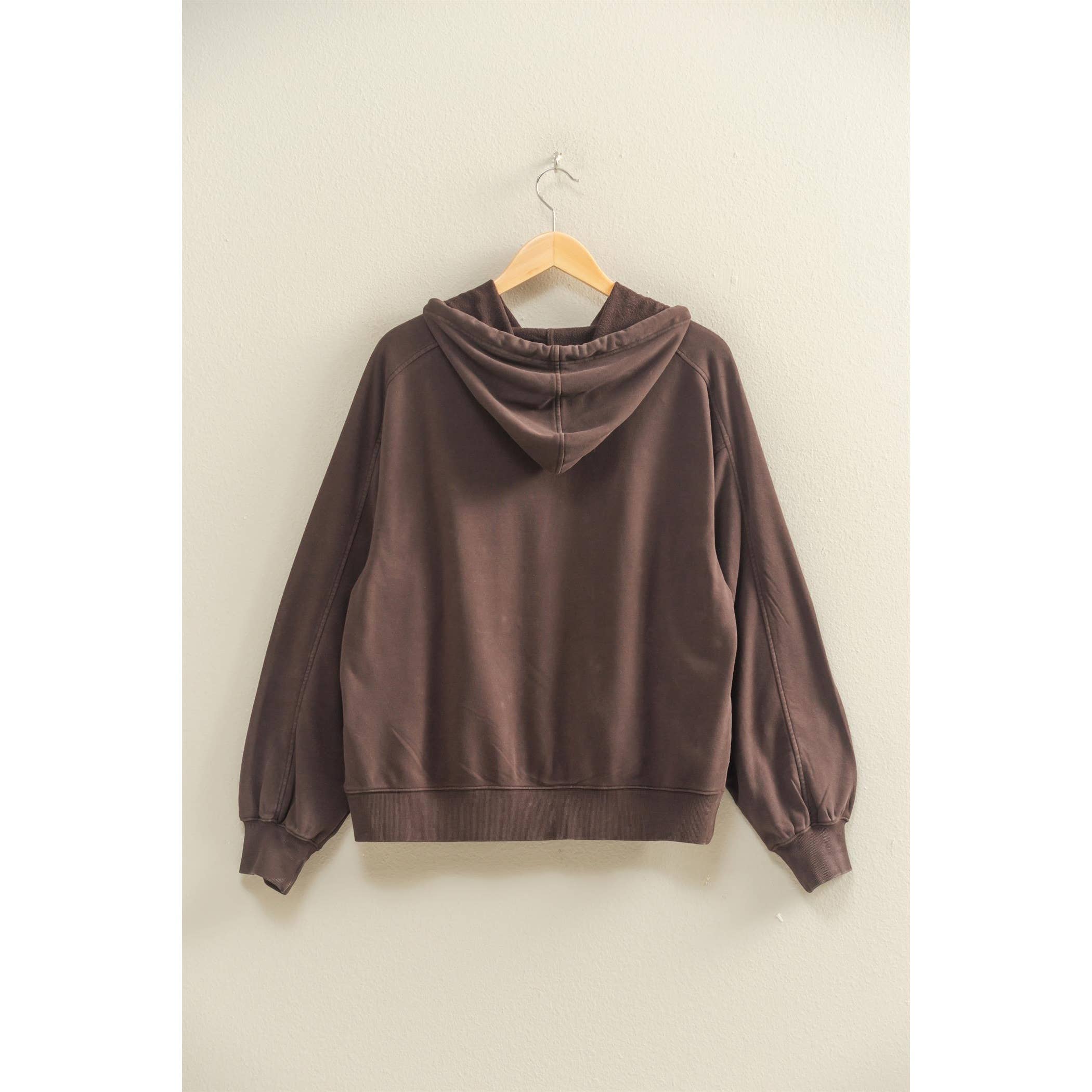 Double Zero - Wholesale Hoodie - Women's - Mineral Washed Seam Detail Hoodie14